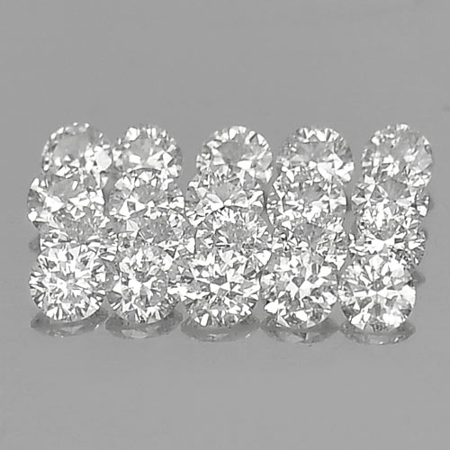 Unheated 0.18 Ct 20 Pcs. Round Brilliant Cut Natural Loose Diamond Size 1.3 Mm