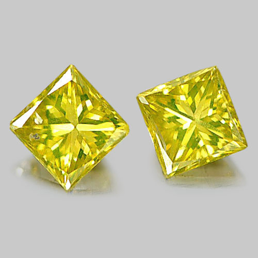 0.36 Ct. 2 Pcs. Baguette Princess Cut Natural Yellow Loose Diamond