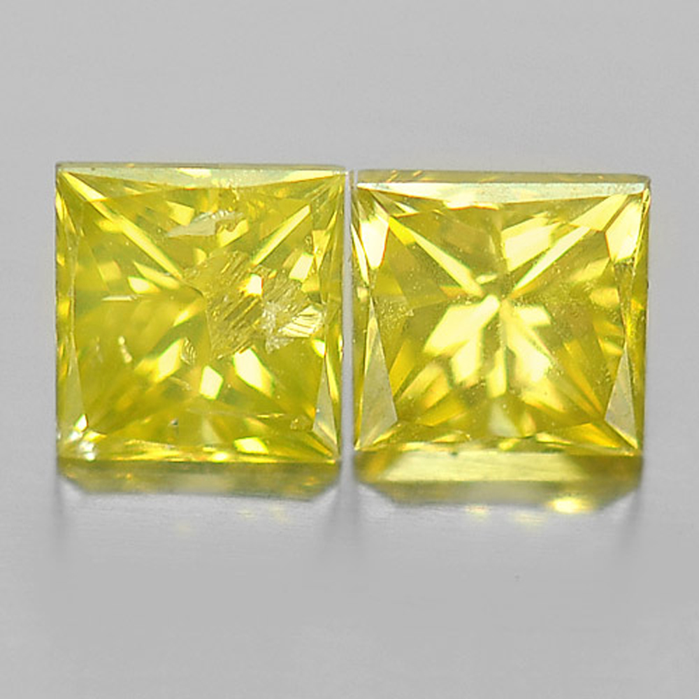 0.32 Ct. 2 Pcs. Baguette Princess Cut Natural Yellow Loose Diamond