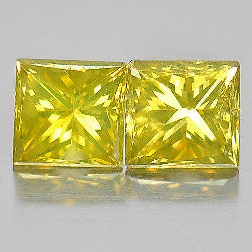 0.32 Ct. 2 Pcs. Baguette Princess Cut Natural Yellow Loose Diamond Belgium