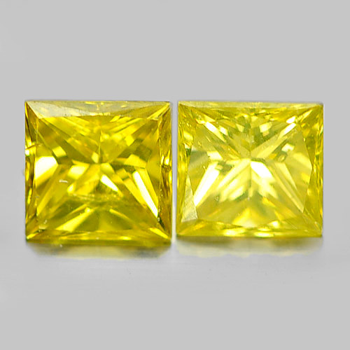 0.34 Ct. 2 Pcs. Baguette Princess Cut Natural Yellow Loose Diamond From Belgium