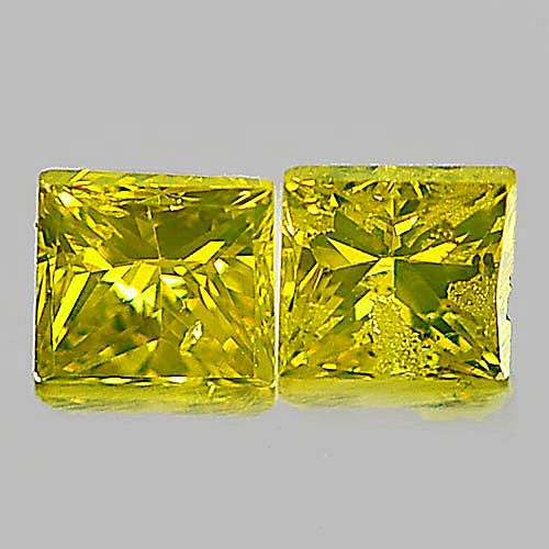 0.31 Ct. 2 Pcs. Charming Baguette Princess Cut Natural Yellow Loose Diamond