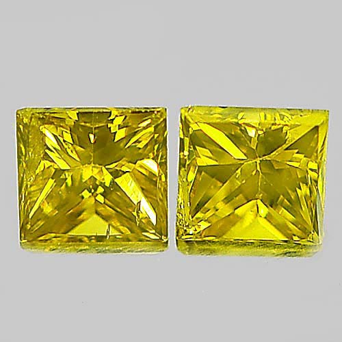 Yellow Loose Diamond 0.28 Ct. 2 Pcs. Baguette Princess Cut Natural Belgium