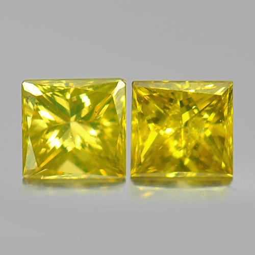 0.34 Ct. 2 Pcs. Charming Natural Yellow Loose Diamond Baguette Princess Cut