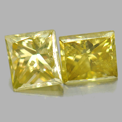 0.34 Ct. 2 Pcs. Alluring Baguette Princess Cut Natural Yellow Loose Diamond