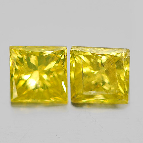 0.30 Ct. 2 Pcs. Charming Natural Yellow Loose Diamond Baguette Princess Cut