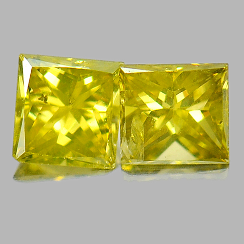 Baguette Princess Cut 0.23 Ct. 2 Pcs. Natural Yellow Loose Diamond Belgium