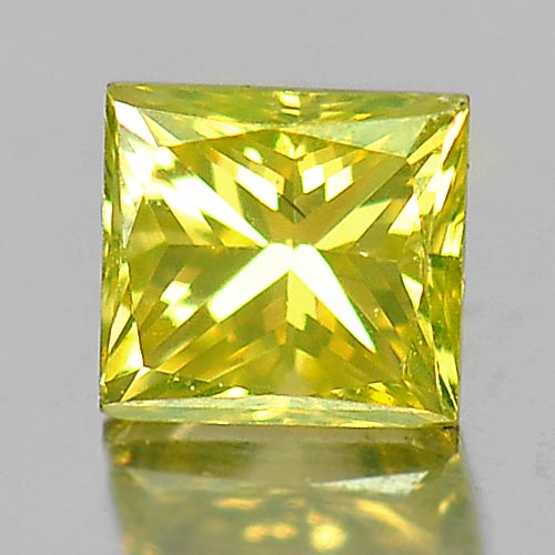 Yellow Color Loose Diamond 0.18 Ct. Baguette Princess Cut 3 x 2.9 Mm. Natural