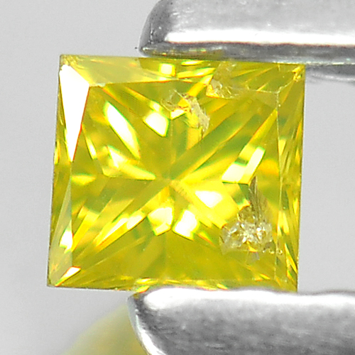 Good Color 0.11 Ct. Baguette Princess Cut Natural Yellow Loose Diamond