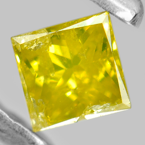 0.14 Ct. Charming Natural Yellow Loose Diamond Square Princess Cut