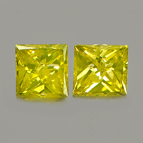 0.14 Ct. 2 Pcs. Good Color Square Princess Cut Natural Yellow Loose Diamond