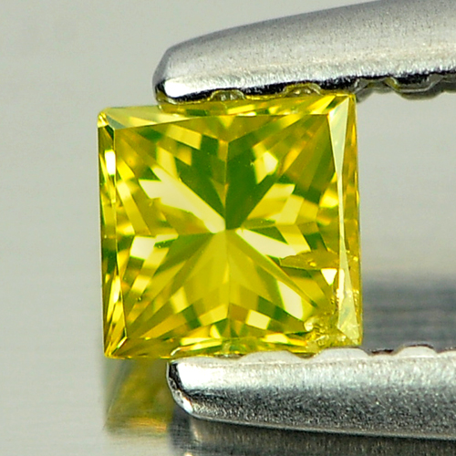 0.14 Ct. Blazing Square Princess Cut Natural Yellow Loose Diamond