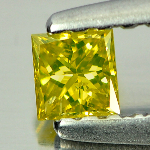0.13 Ct. Shinning Square Princess Cut Natural Yellow Loose Diamond