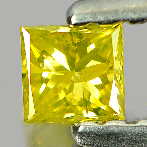 0.13 Ct. Square Princess Cut Natural Yellow Loose Diamond From Belgium