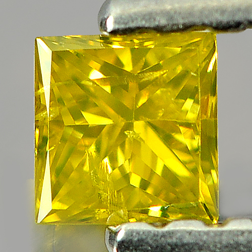 0.13 Ct. Square Princess Cut 3 mm. Natural Yellow Loose Diamond Belgium