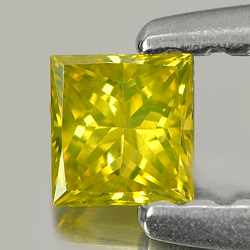0.13 Ct. Good Cutting Square Princess Cut Natural Yellow Loose Diamond