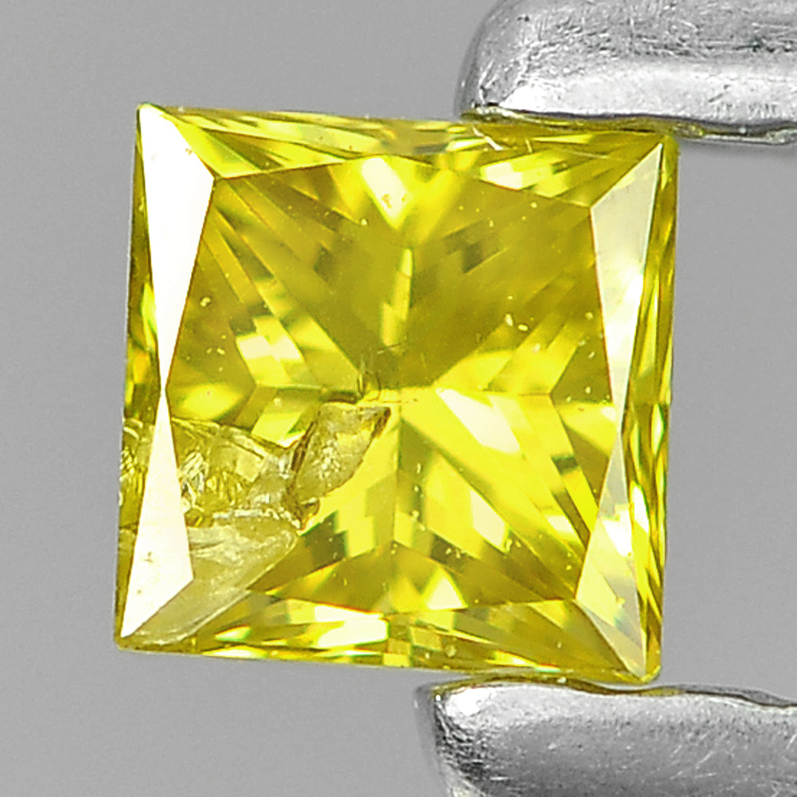 0.13 Ct. Square Princess Cut 2.6 Mm Natural Yellow Loose Diamond Belgium