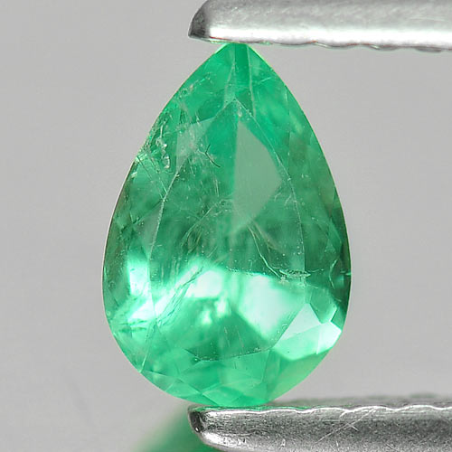 Green Emerald 0.47 Ct. Pear Shape 6.8 x 4.6 x 3 Mm. Natural Gemstone Unheated