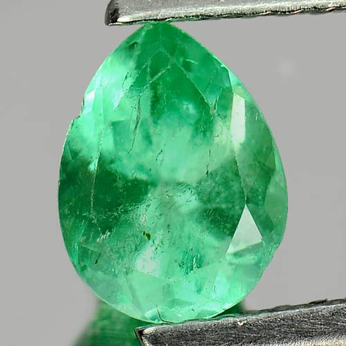 Green Emerald 0.81 Ct. Pear Shape 7 x 6.5 x 4.4 Mm. Natural Gemstone Unheated