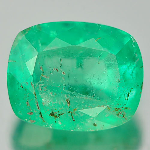 Green Emerald 1.57 Ct. Cushion Shape 7.5 x 6 Mm. Natural Gemstone Unheated