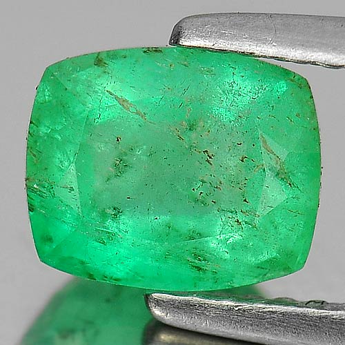 Green Emerald 1.54 Ct. Cushion Shape 7.6 x 6.3 Mm. Natural Gemstone Columbia