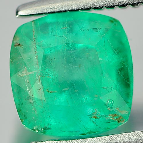 Green Emerald 1.21 Ct. Cushion Shape 6.2 x 6.1 Mm. Natural Gemstone Unheated
