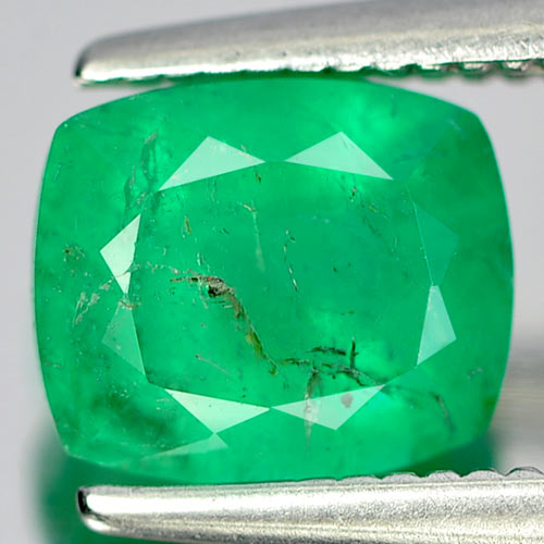 Green Emerald 1.20 Ct. Cushion Shape 7 x 5.9 x 4.3 Mm. Natural Gemstone Columbia