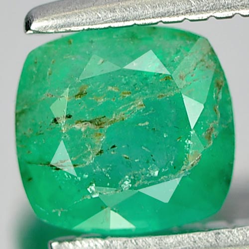 Green Emerald 0.52 Ct. Cushion Shape 5.2 x 4.9 Mm. Natural Gemstone Unheated