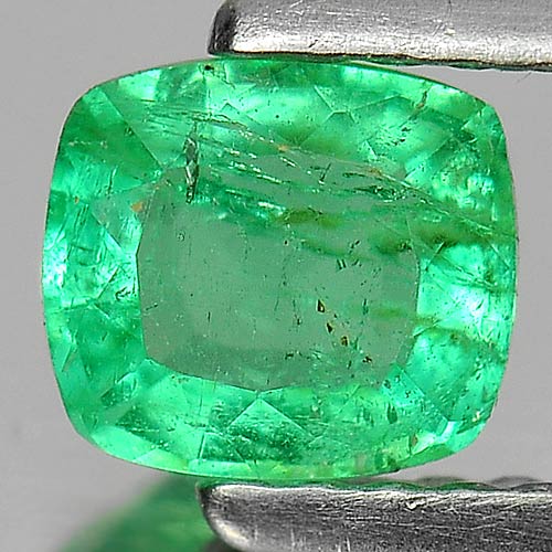 Green Emerald 0.53 Ct. Cushion Shape 5.4 x 4.9 Mm. Natural Gemstone Unheated