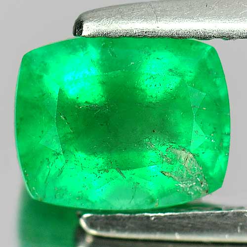 Green Emerald 1.32 Ct. Cushion Shape 7.2 x 5.9 Mm. Natural Gemstone Unheated