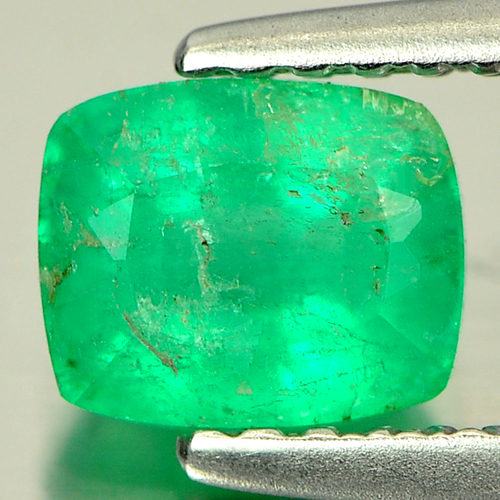 Green Emerald 0.95 Ct. Cushion Shape 6.1 x 5.1 Mm. Natural Gemstone Columbia