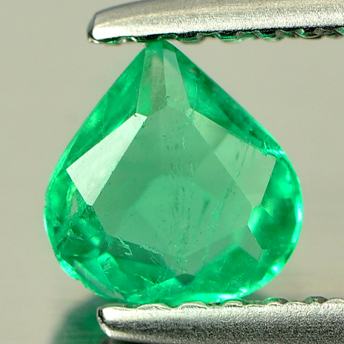 Green Emerald 0.42 Ct. Pear Shape 5.5 x 5.4 x 2.6 Mm. Natural Gremstone Unheated