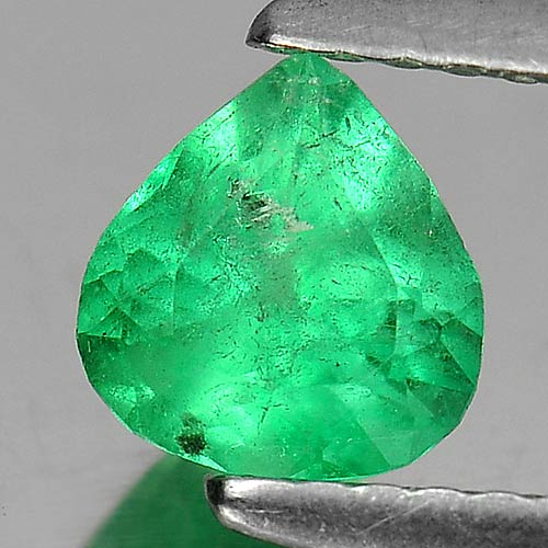 Green Emerald 0.64 Ct. Pear Shape 5.8 x 6.1 x 4.1 Mm. Natural Gremstone Unheated