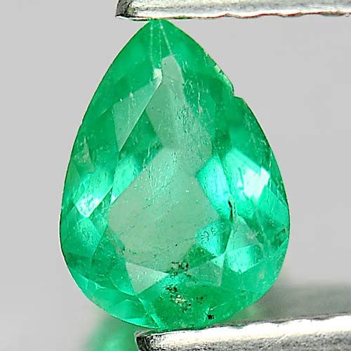 Green Emerald 0.40 Ct. Pear Shape 6.3 x 4.7 Mm. Natural Gemstone Unheated
