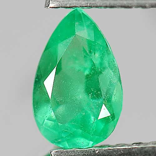 Green Emerald 0.54 Ct. Pear Shape 7.2 x 4.6 Mm. Natural Gem Unheated Columbia