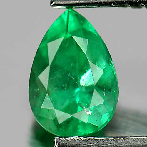 Green Emerald 0.32 Ct. Pear Shape 5.4 x 3.8 Mm. Natural Gemstone Unheated
