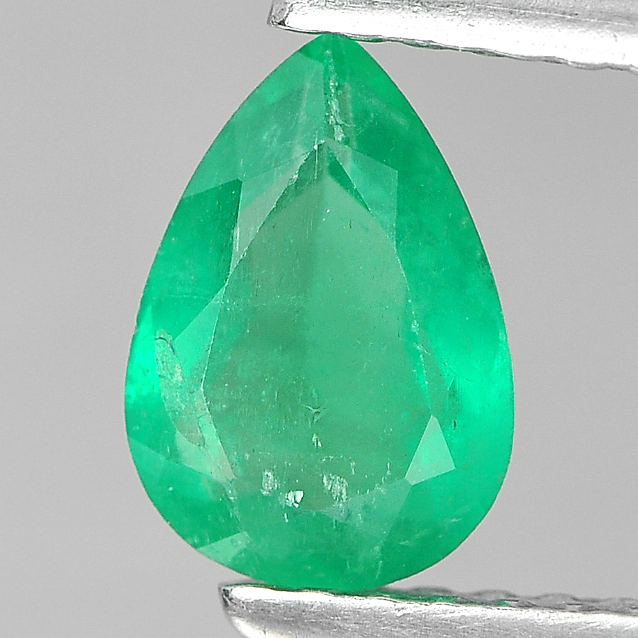Green Emerald 0.64 Ct. Pear Shape 7.4 x 5.2 Mm. Natural Gemstone From Columbia