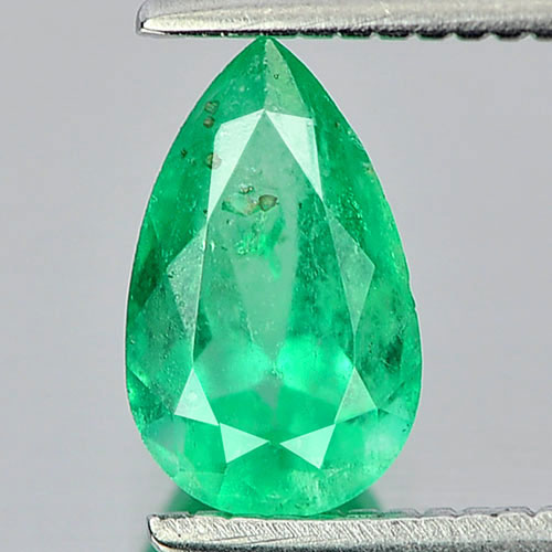 Green Emerald 0.64 Ct. Pear Shape 7.6 x 4.6 x 3.5 Mm. Natural Gemstone Unheated