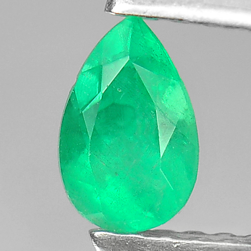 Green Emerald 0.37 Ct. Pear Shape 5.9 x 3.9 x 3.2 Mm. Natural Gemstone Unheated