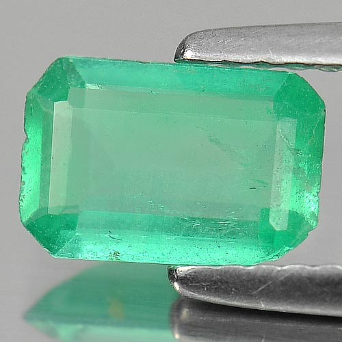 Green Emerald 0.70 Ct. Octagon Shape 7.7 x 5.2 Mm. Natural Gemstone Unheated