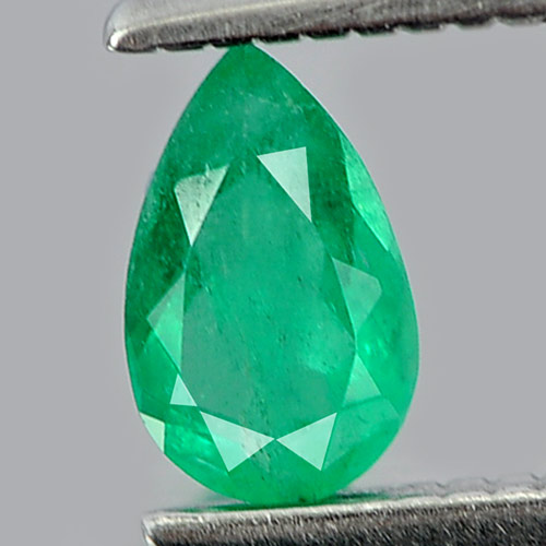 Green Emerald 0.26 Ct. Pear Shape 5.7 x 3.6 Mm. Natural Gemstone Unheated
