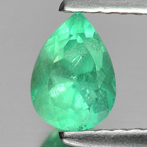 Green Emerald 0.56 Ct. Pear Shape 6.5 x 4.7 Mm. Natural Gemstone Unheated