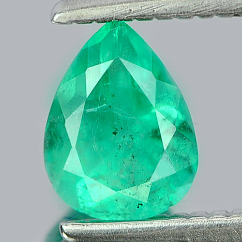 Green Emerald 0.43 Ct. Pear Shape 6 x 4.6 Mm. Natural Gemstone From Columbia