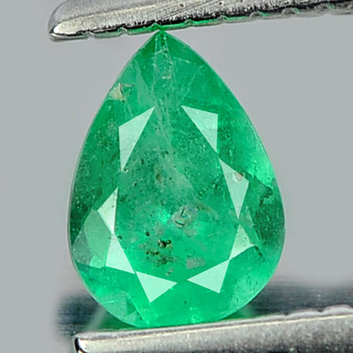 Green Emerald 0.26 Ct. Pear Shape 5.3 x 3.9 Mm. Natural Gemstone From Columbia