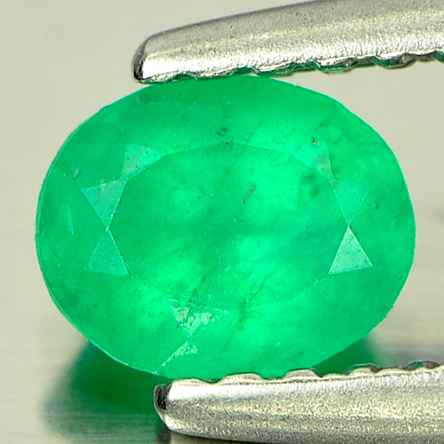 Green Emerald 0.39 Ct. Oval Shape 5.3 x 4.3 x 3.2 Mm. Natural Gemstone Unheated
