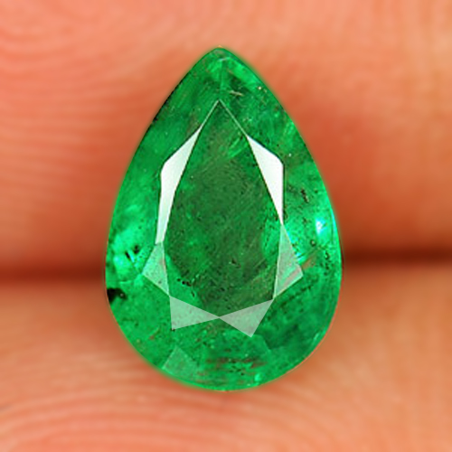Green Emerald 0.92 Ct. Pear Shape 7.81 x 5.33 Mm. Natural Gemstone Unheated