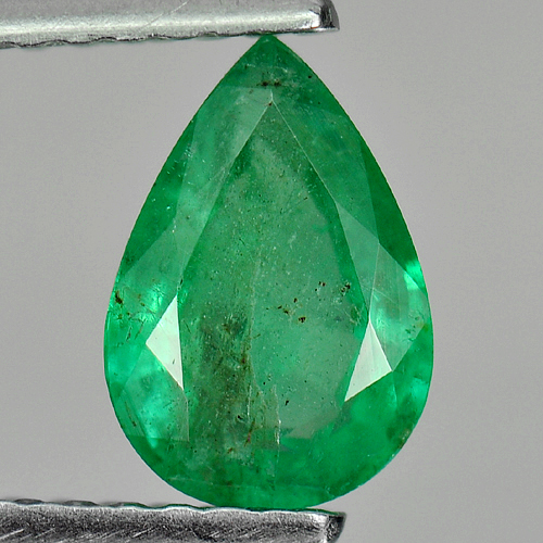 Certified 0.91 Ct. Natural Green Color Emerald Gemstone Pear Shape