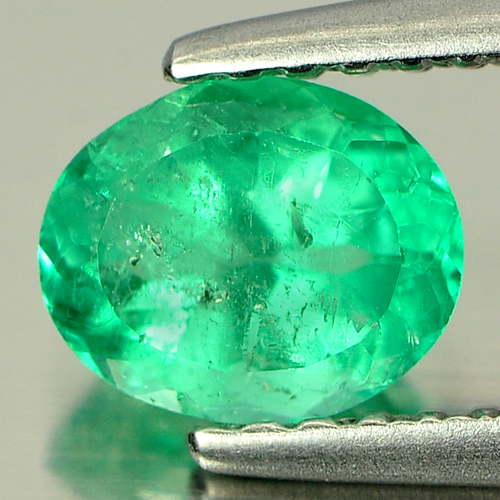 Certified Green Emerald 0.72 Ct. Oval 6.5 x 5.3 Mm. Natural Gemstone Unheated