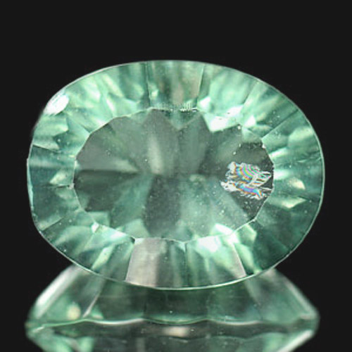 Unheated 10.45 Ct. Oval Concave Cut Natural Green Flourite Brazil