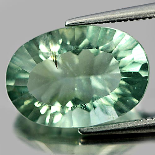 Concave Cut 6.60 Ct. Oval Natural Green Fluorite Gem